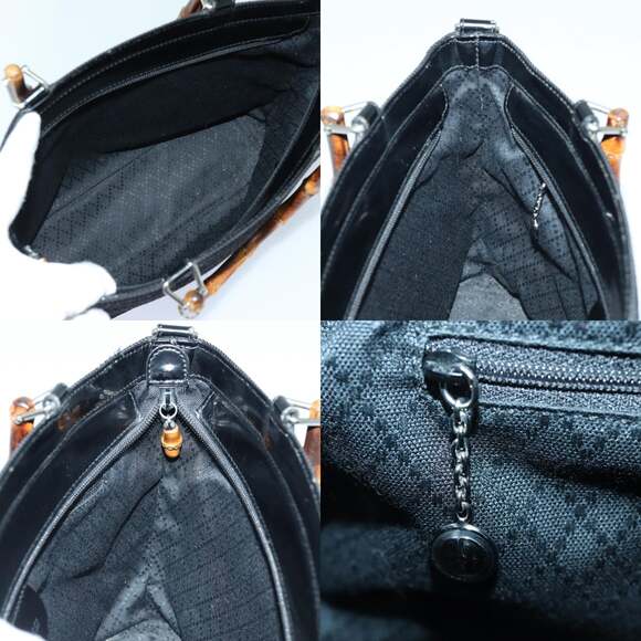 GUCCI Bamboo Hand Bag Canvas Black Gold 000 1998 000 1998 - Picture 12 of 13